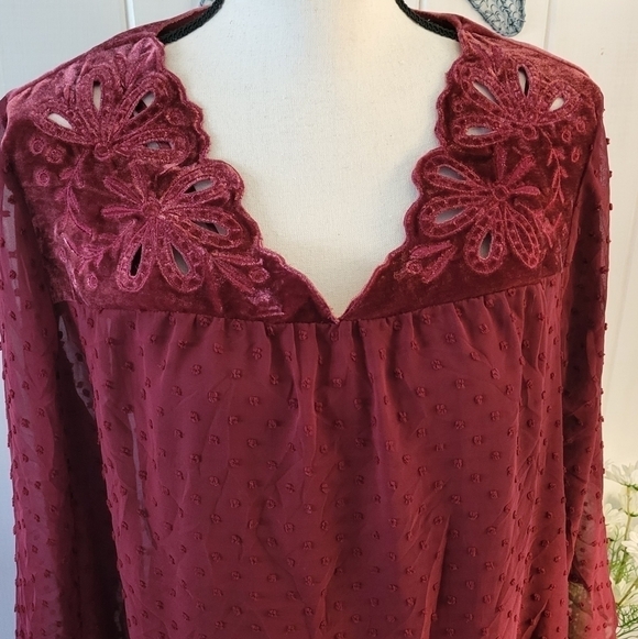 Style &Co Textured Semi Sheer Blouse with Tank Size 1X - Picture 4 of 10
